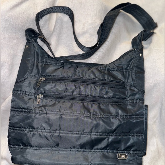 LUG GRAY CROSSBODY/MESSENGER BAG W BOTTLE HOLDER KEY FOB LOTS OF POCKETS - Picture 6 of 14